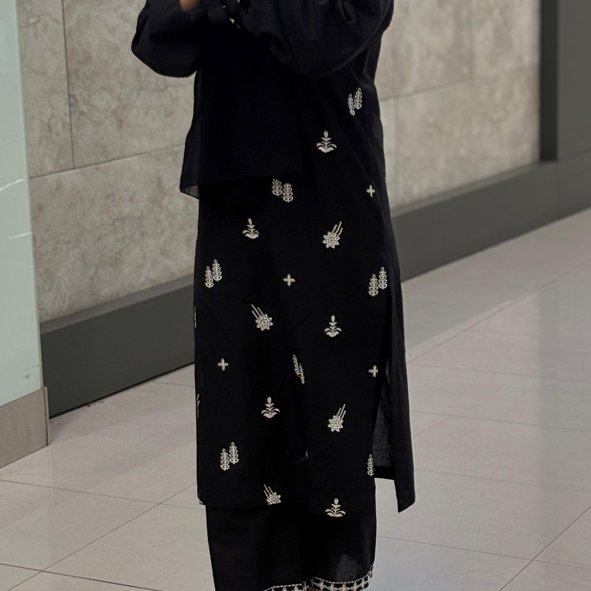 Elegant Black Embroidered 2-piece