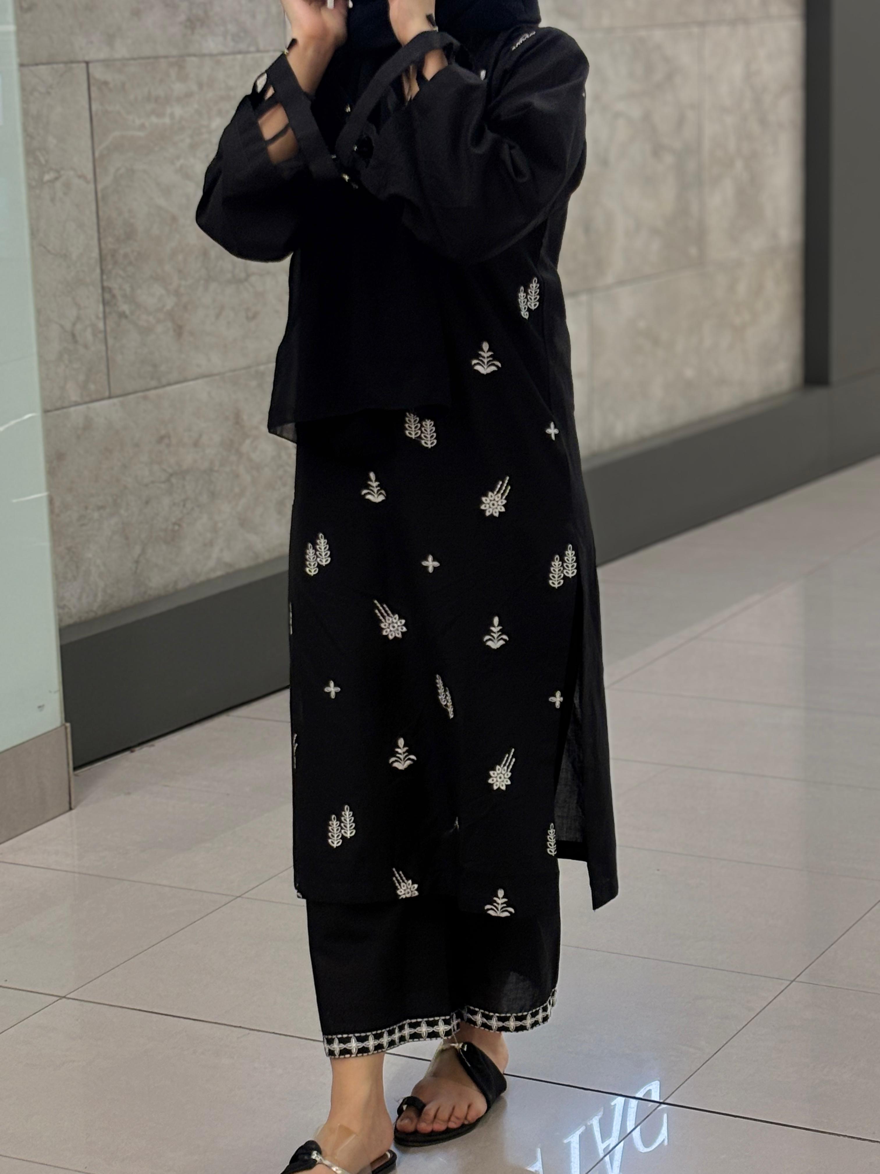 Elegant Black Embroidered 2-piece