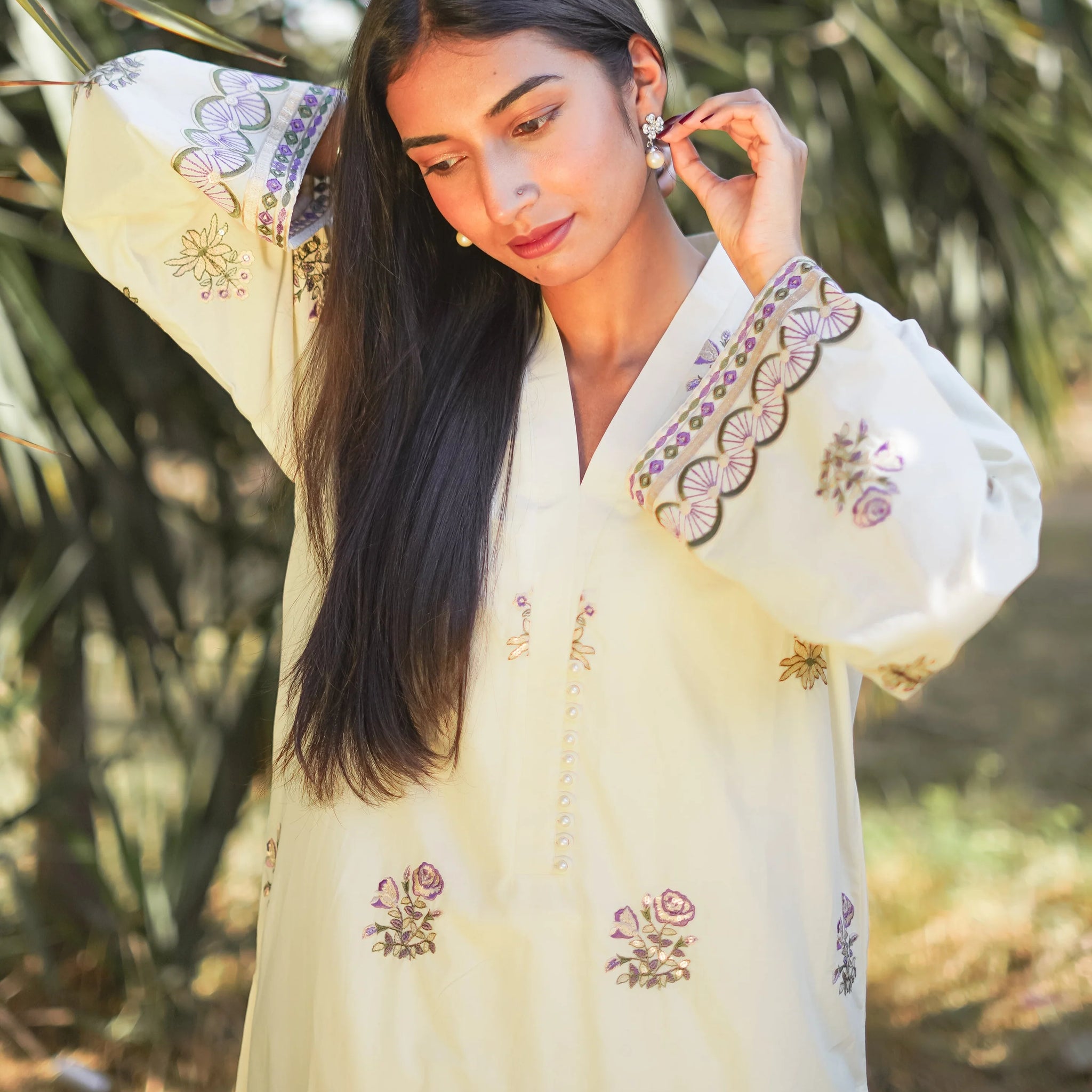 Kehkashaan 2-Piece Embroidered Lawn with Embroidered Trouser Hem